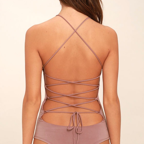 YVONNE MAUVE LACE-UP BODYSUIT - Picture 4 of 4